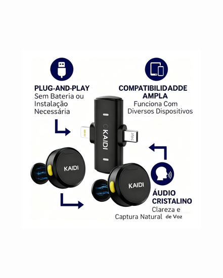 Microfone de Lapela Sem Fio Pro Mic