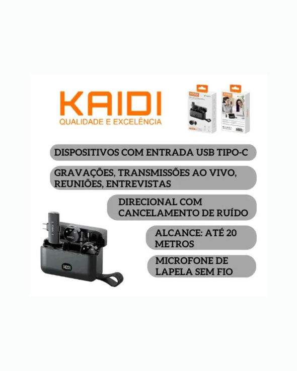 Microfone de Lapela Duplo Sem Fio Pro Duo